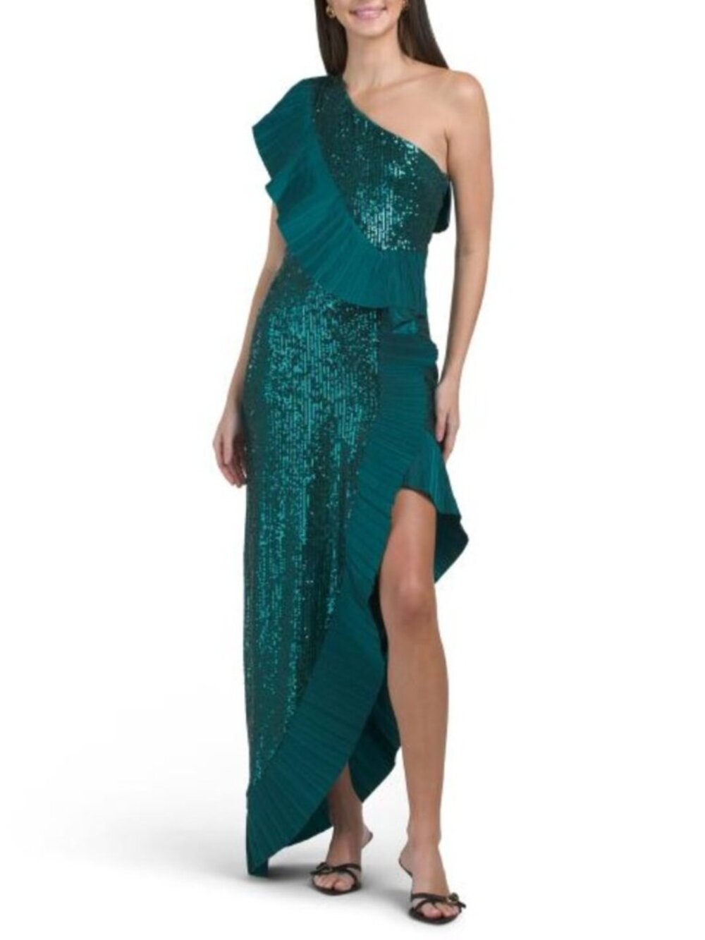 ONE33 SOCIAL One Shoulder Tea Length Cocktail Dress